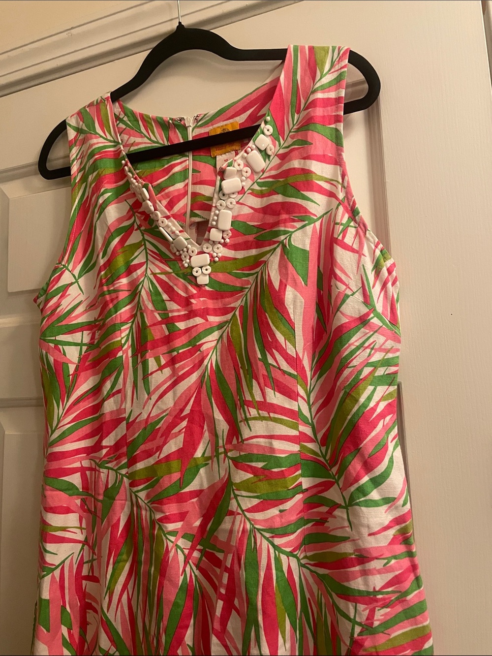Tropical Pink & Green Sleeveless Shift Dress 10 Ruby Rd